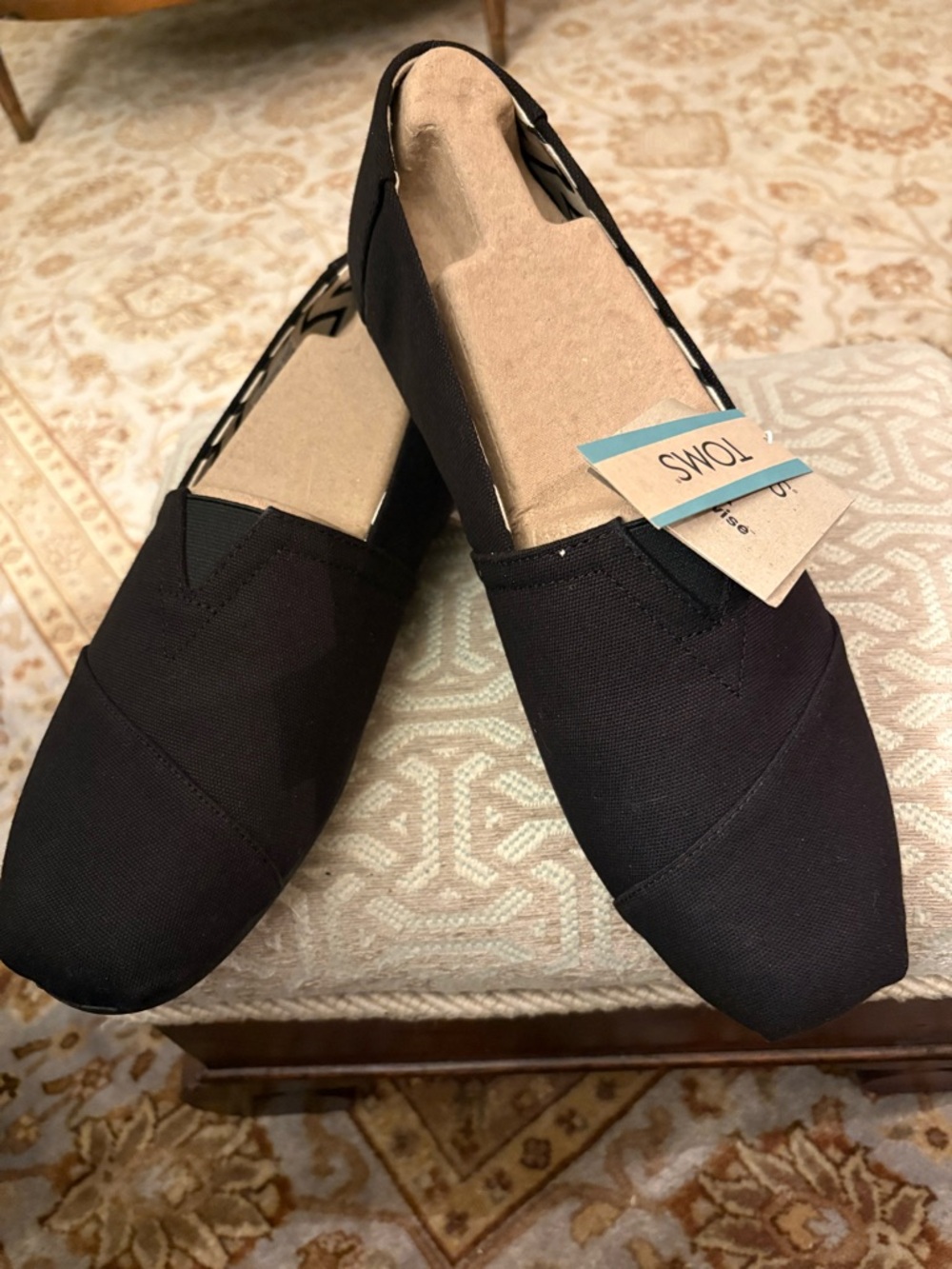 Toms Black Canvas Slip-On Loafers